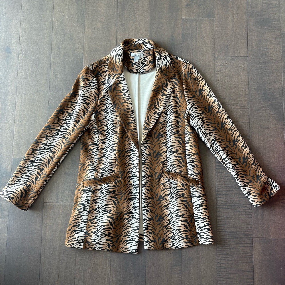Zebra Print Brown and White Oversized Blazer